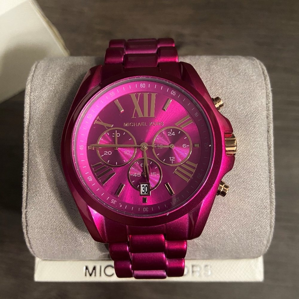 Michael Kors Ladies Ritz Pink Chronograph Watch - Picture 2 of 7